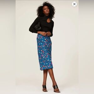 Jason Wu blue leopard midi skirt, Size 8